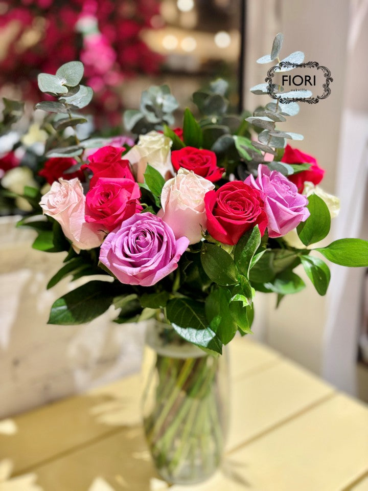 Valentine’s Day TWO Dozen Rose Cherries Jubilee in a VASE