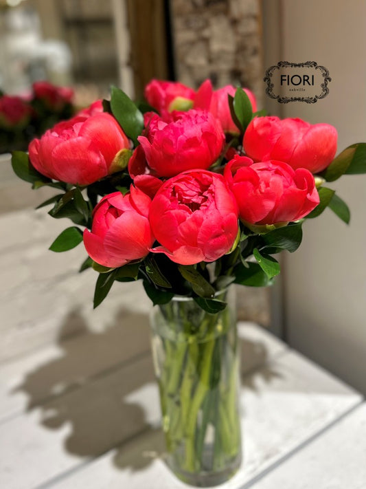 Coral Charm Peony Bouquet in a VASE