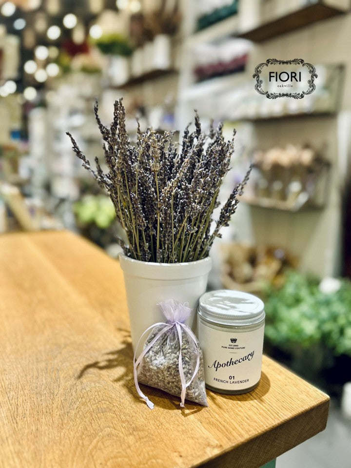 French Dried Lavender & Candle Set