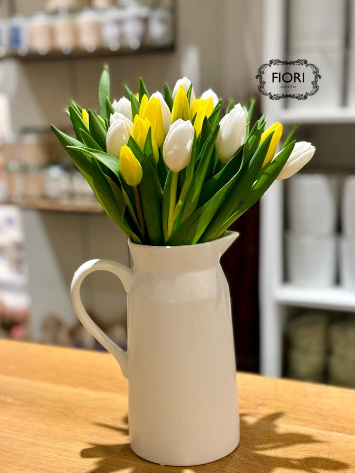 Toscana Farmhouse Easter - White & Yellow Tulip Pitcher