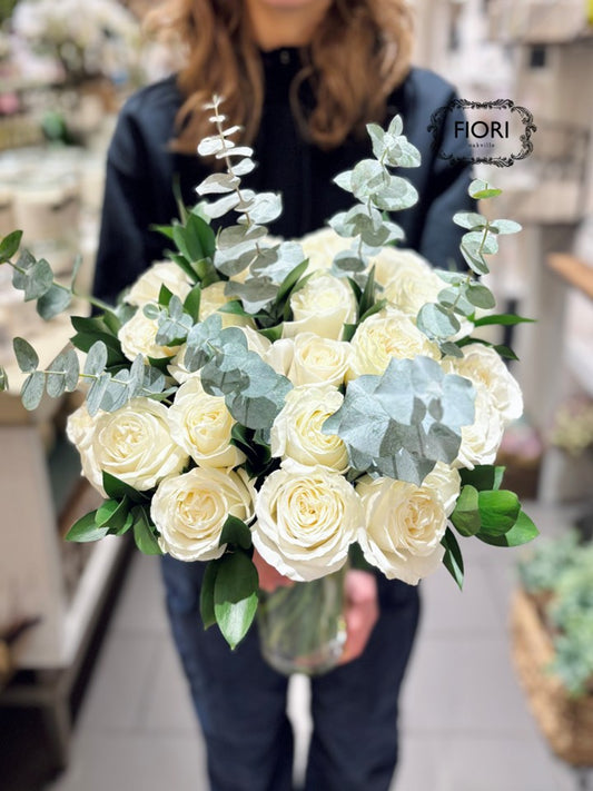 TWO Dozen White Roses