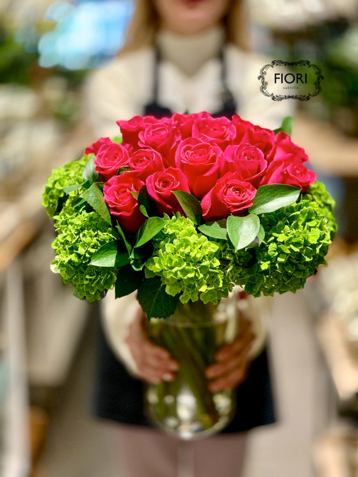 Valentine's Day Hot Pink Rose - Hydrangea Collective