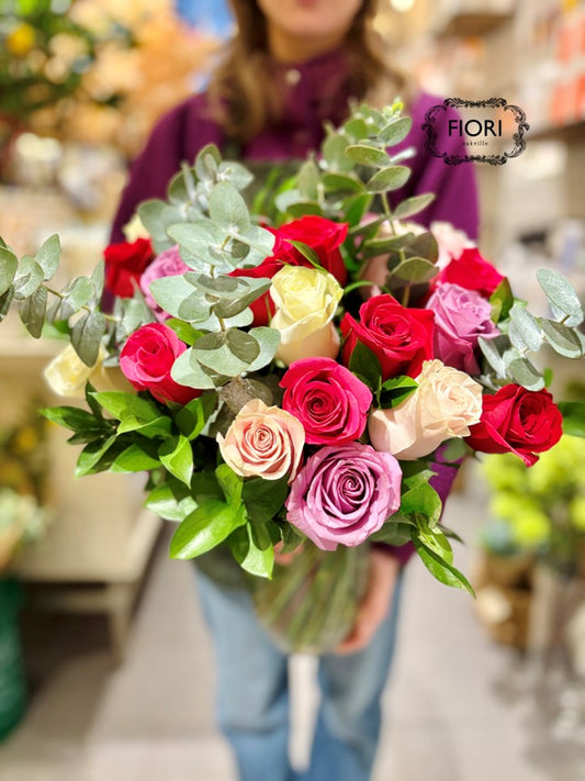 Valentine’s Day TWO Dozen Rose Cherries Jubilee in a VASE