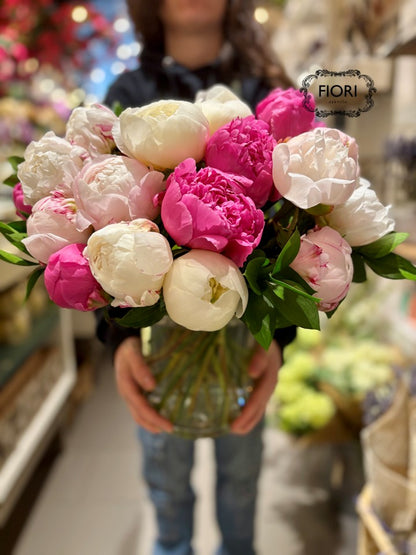 Cherry Ripple - Peony Bouquet in a VASE