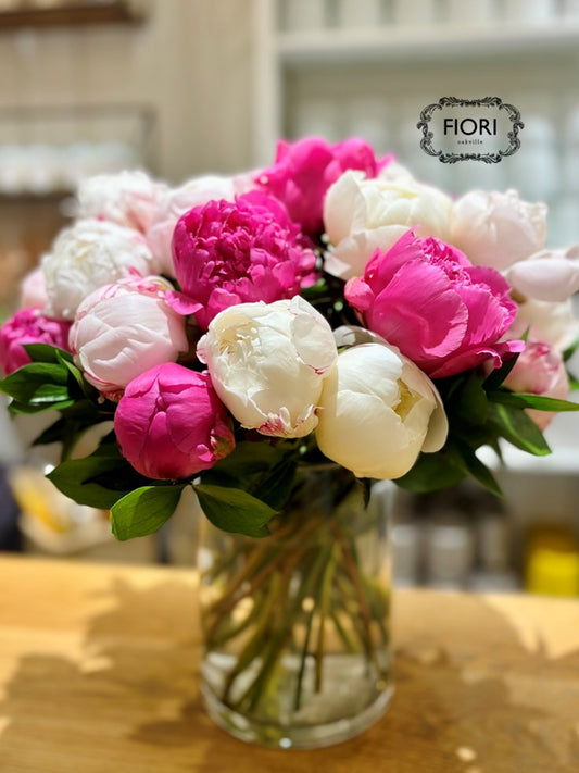 Cherry Ripple - Peony Bouquet in a VASE