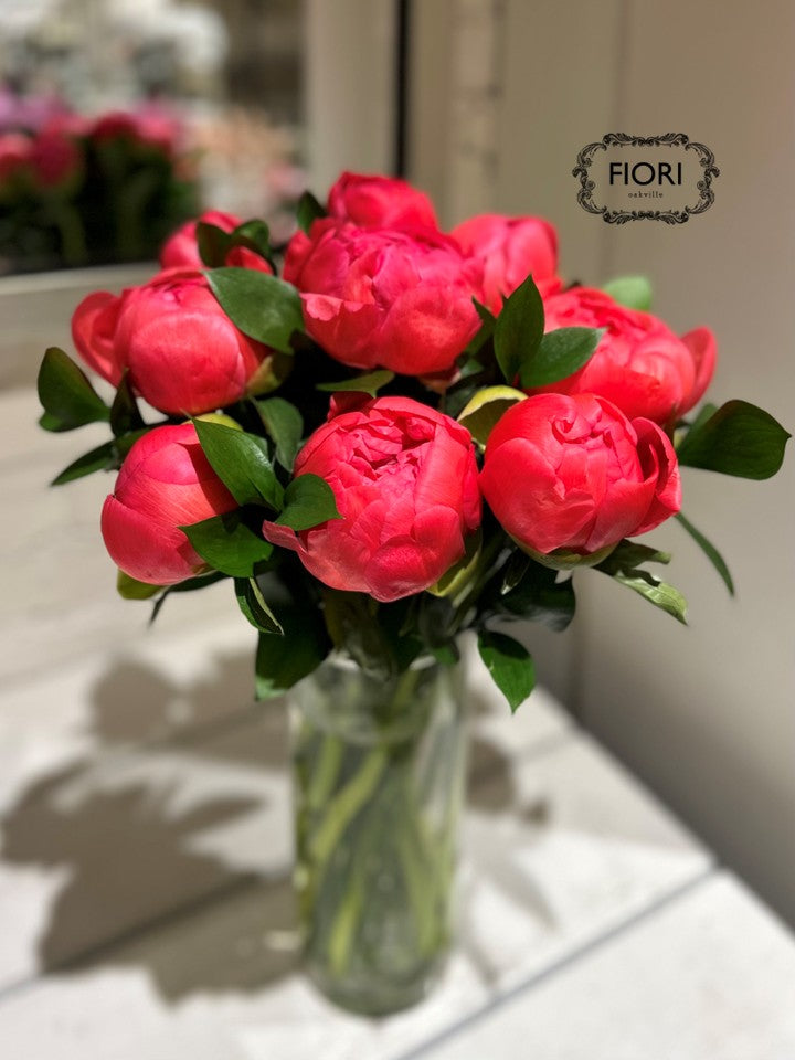 Coral Charm Peony Bouquet in a VASE