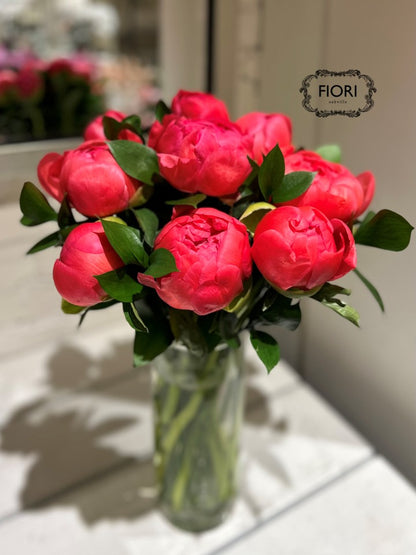 Coral Charm Peony Bouquet in a VASE