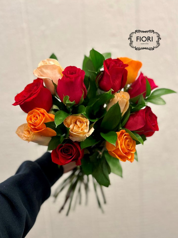 Garibaldi  - Pomegranate & Orange Rose Bouquet