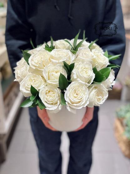 Valentine’s Day White Rose Arrangement