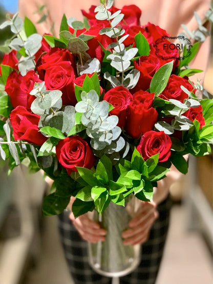 Valentine's Day Two Dozen Red Rose in a Vase