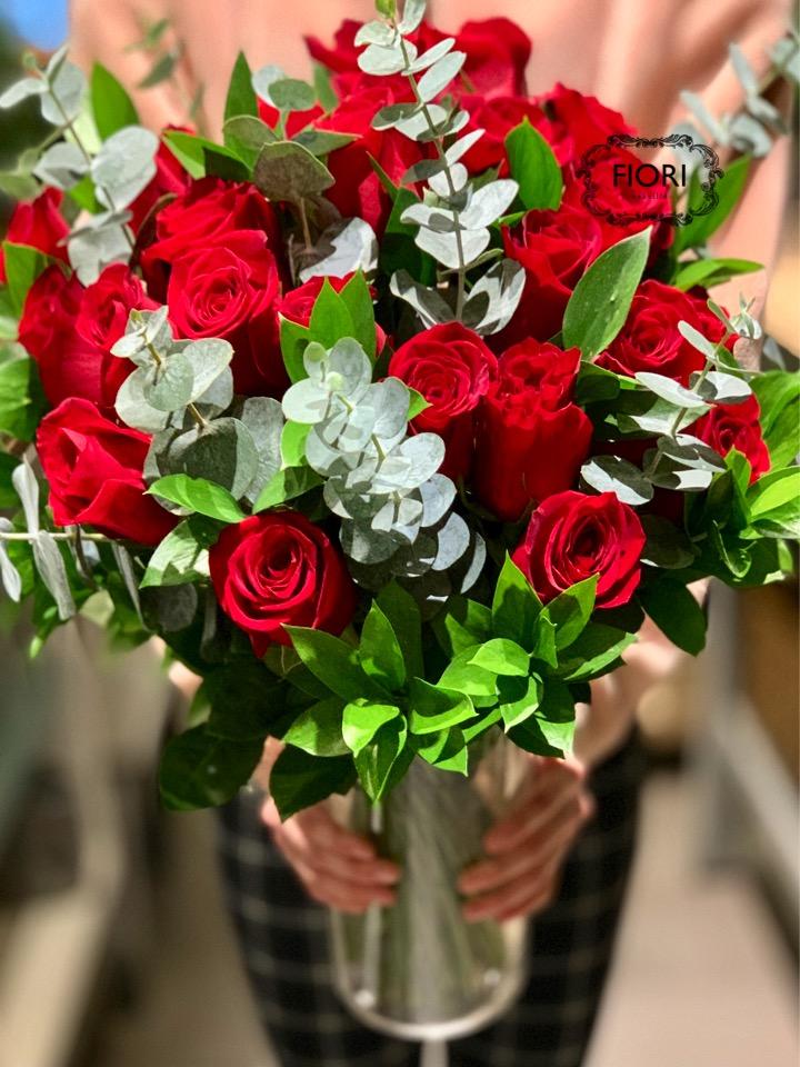 TWO Dozen Red Rose in a VASE