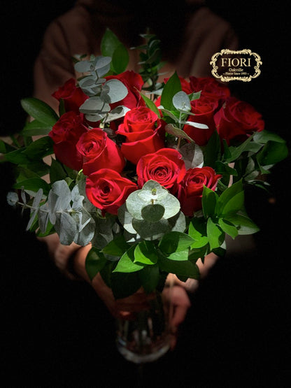 Valentine's Day Dozen RED Rose in a Vase