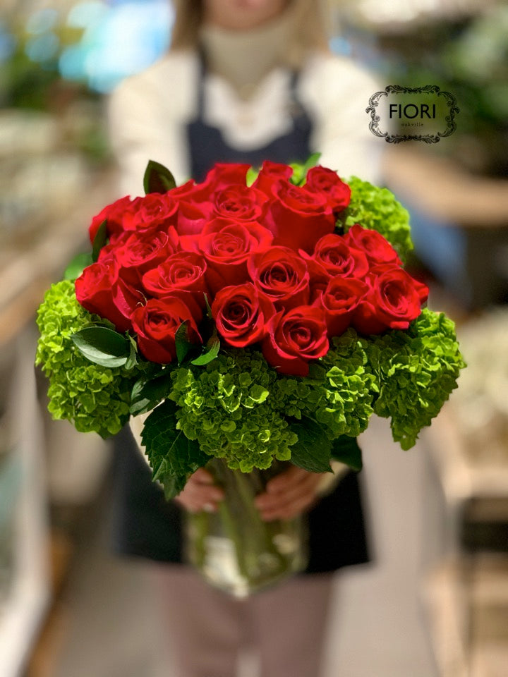 Valentine's Day Red Rose - Hydrangea Collective